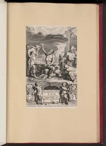 Title Page for Balthasar Cordier, Iob Elvcidatvs, by Cornelis Galle II