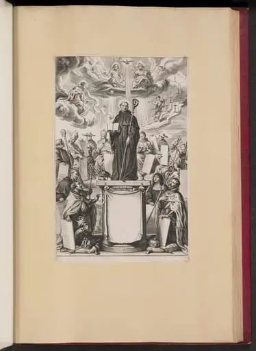 Title Page for Dommo Benedicto Haeftano's S. Benedictvs Illvstratvs, by Cornelis Galle II