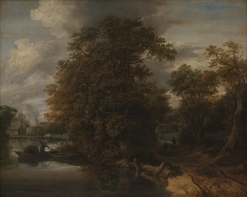 Landscape by a River. In the Background a Limekiln, by Cornelis Gerritsz Decker