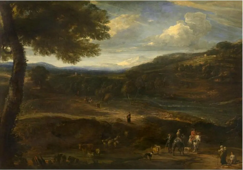 Landscape with horse riders and herds, by Cornelis Huysmans