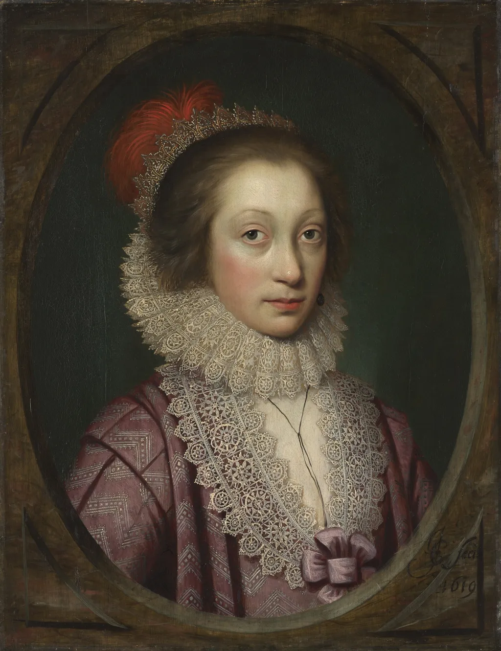 Portrait of a Woman, possibly Elizabeth Boothby, by Cornelis Janssens van Ceulen, oil, 1619