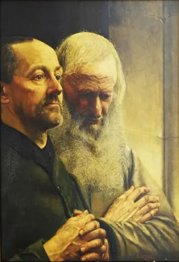Tată și fiu în biserică, by Cornelis Johannes de Vogel