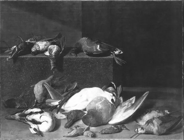 Totes Federwild, by Cornelis Lelienbergh, unspecified, 1653