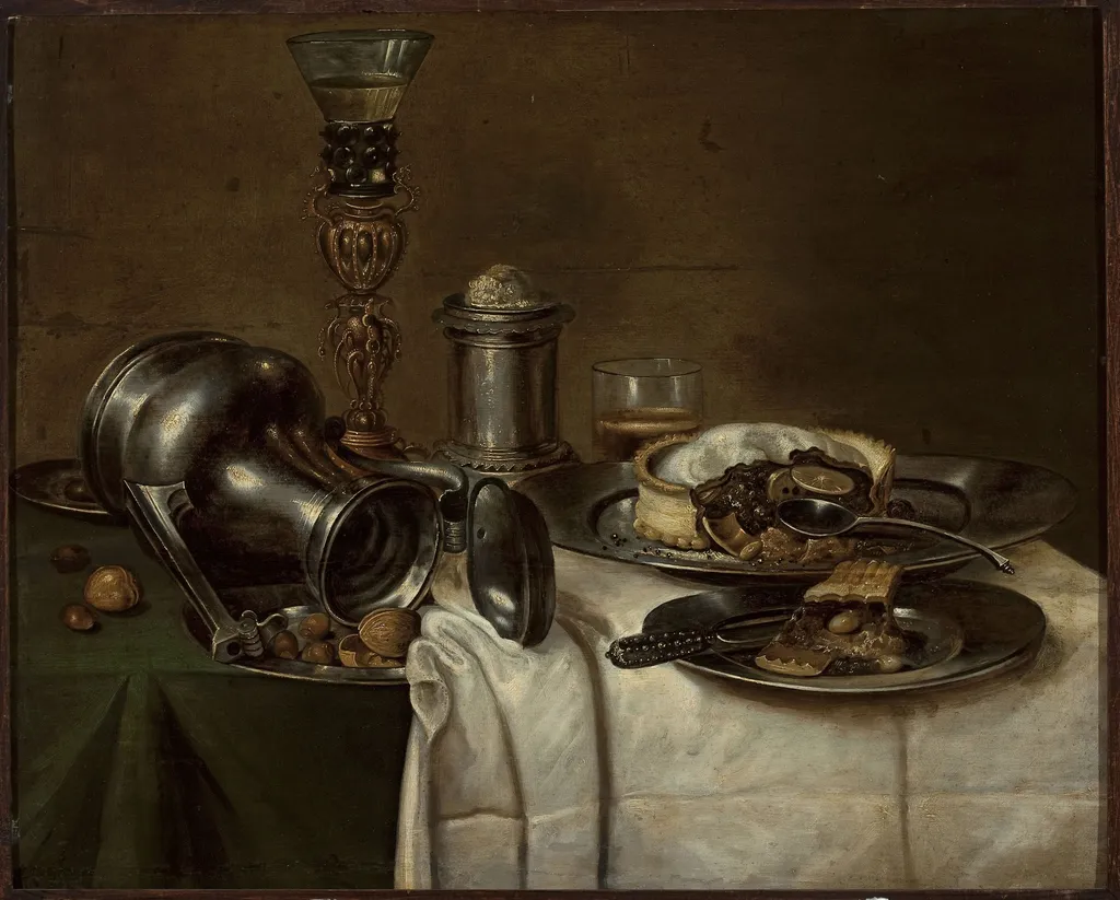 Dessert, by Cornelis Mahu, oil, 1670
