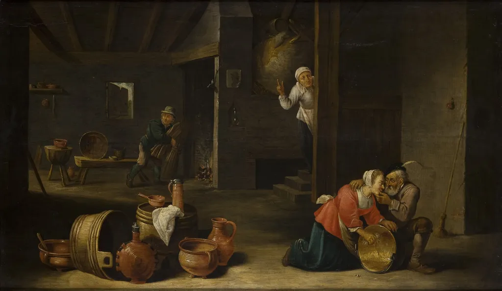 Unpleasant Surprise (Mismatched Couple), by Cornelis Mahu, oil, 1661