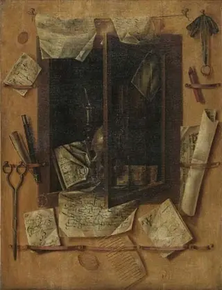 Trompe l'oeil met brieven, by Cornelis Norbertus Gijsbrechts, 1664