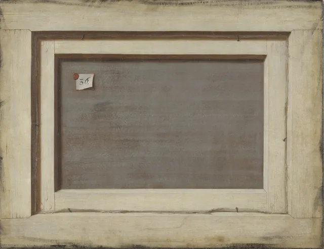Trompe l'oeil. The reverse of a framed painting.