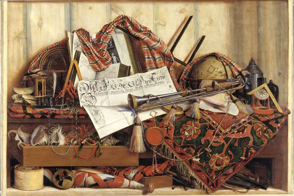 Trompe l'Oeil with Trumpet, Celestial Globe and Proclamation by Frederik III, by Cornelis Norbertus Gijsbrechts