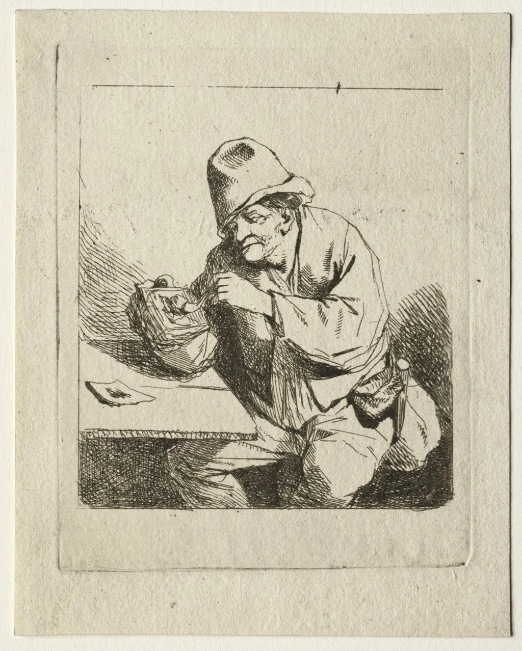 Peasant Lighting his Pipe, by Cornelis Pietersz Bega, 1642