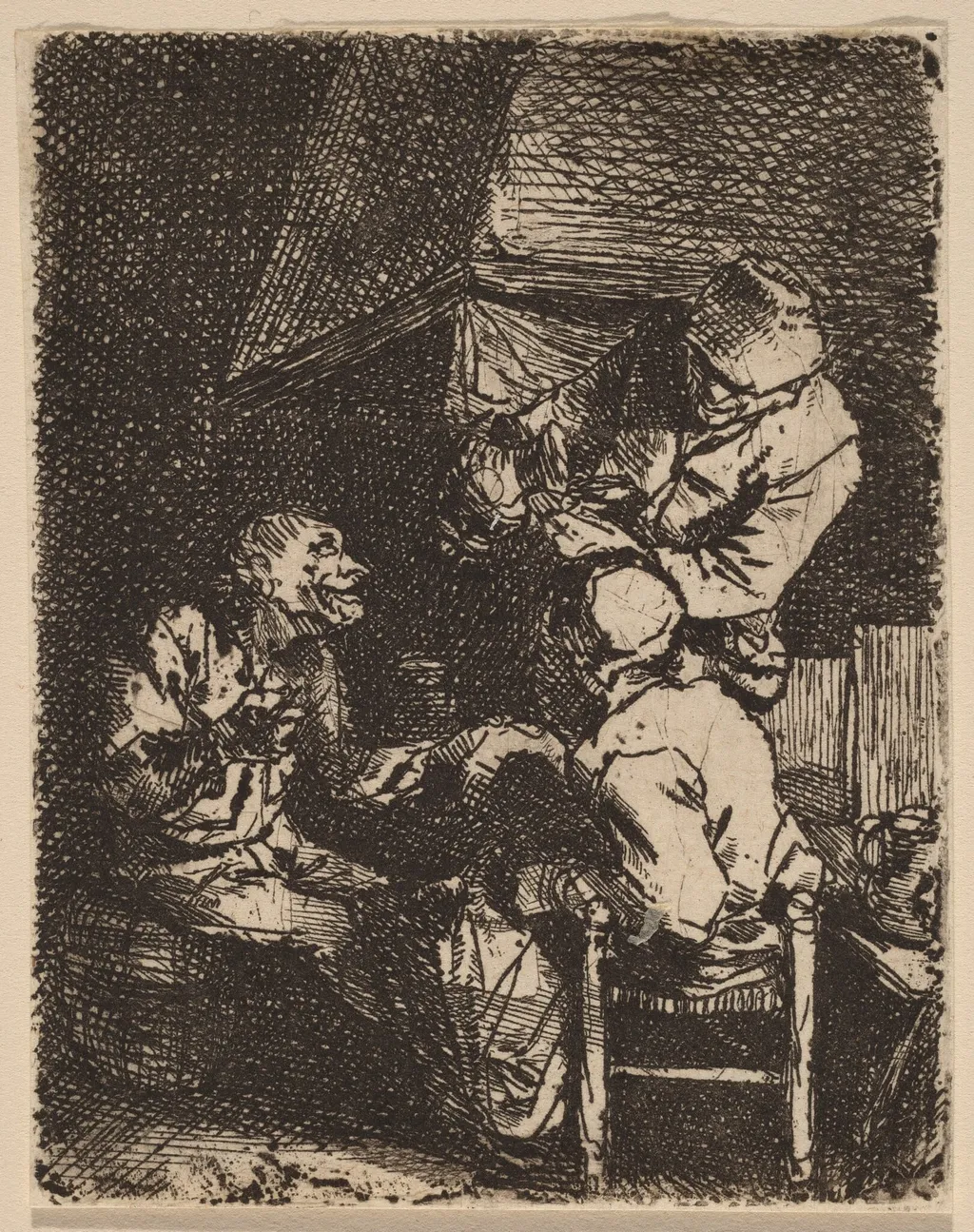 The Group at the Fireplace, by Cornelis Pietersz Bega, ink, 1648
