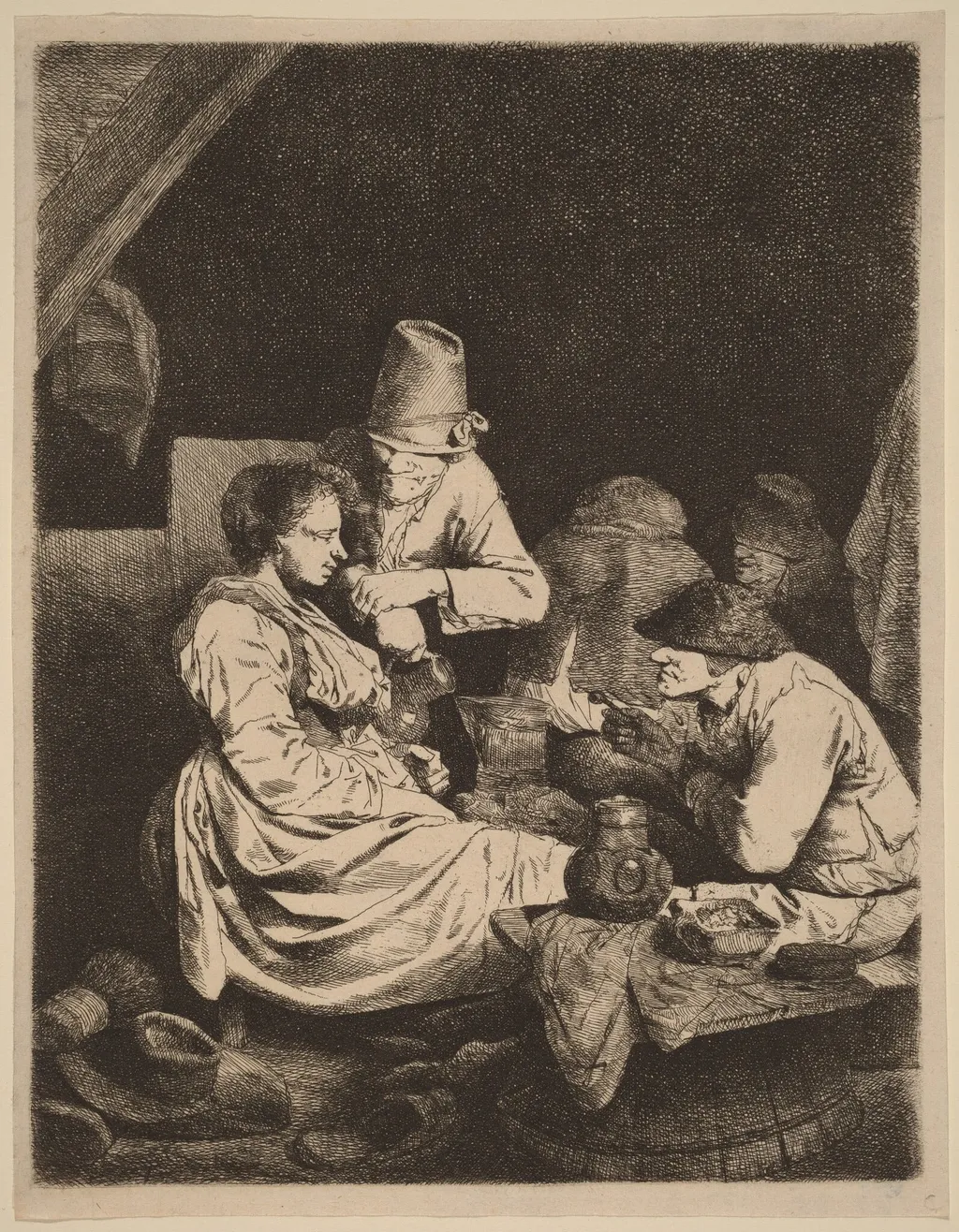 The Inn, by Cornelis Pietersz Bega, ink, 1648