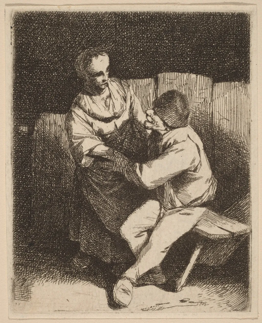 The Refused Caress, by Cornelis Pietersz Bega, ink, 1648