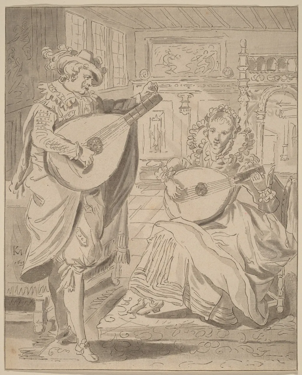 Musical Company, by Cornelis Ploos van Amstel, ink, 1772