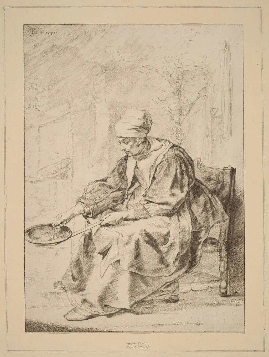 Pancake Woman, by Cornelis Ploos van Amstel, chalk, 1768