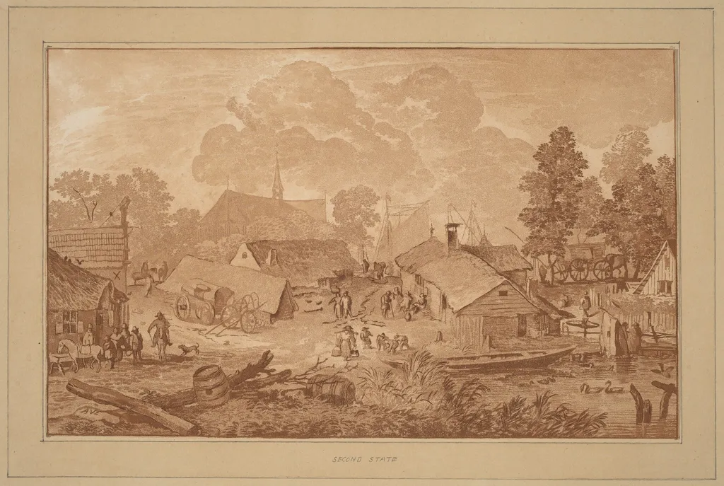 Village with Pond, by Cornelis Ploos van Amstel, ink, 1782