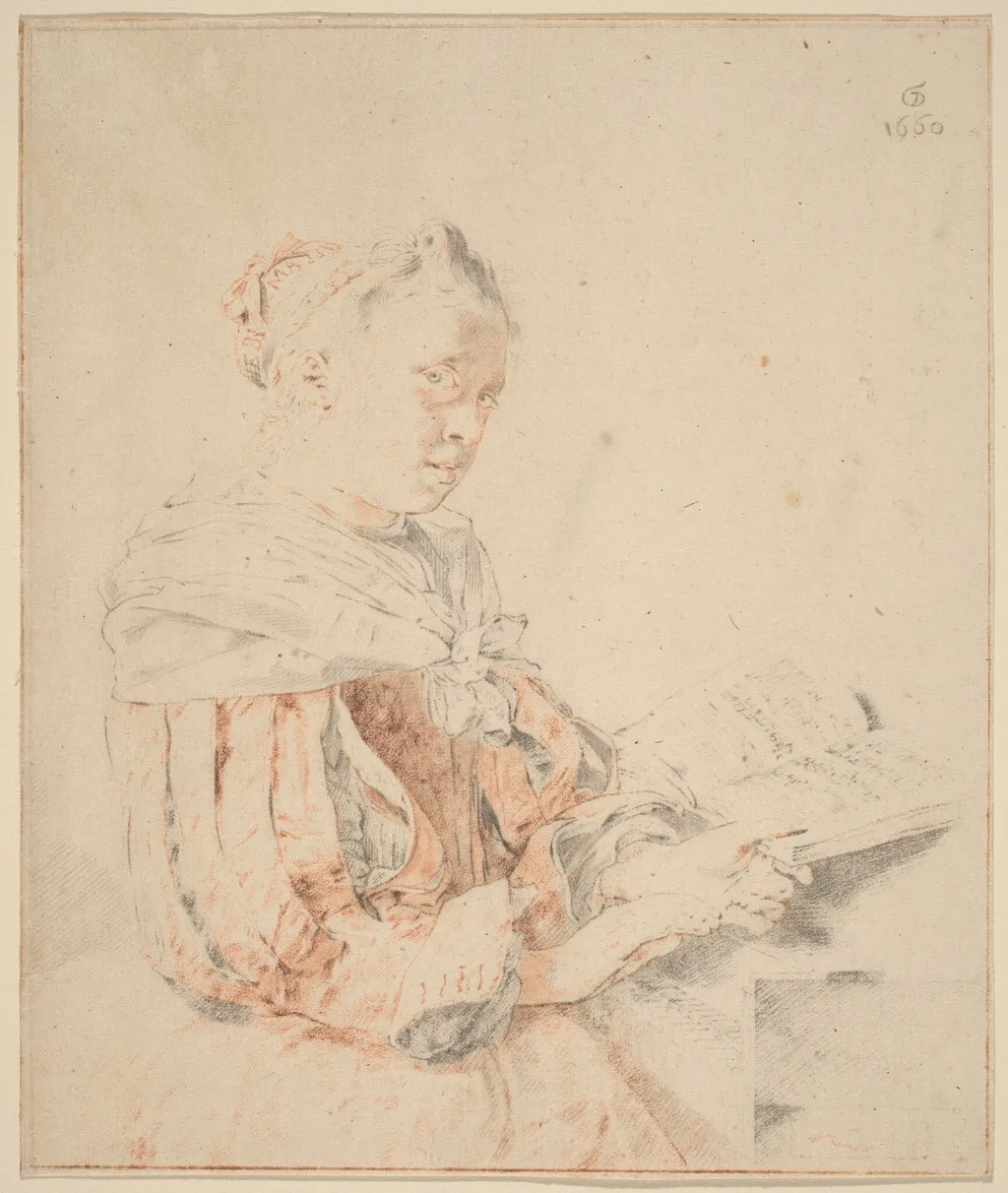 Young Girl at the Keyboard, by Cornelis Ploos van Amstel, chalk, 1767
