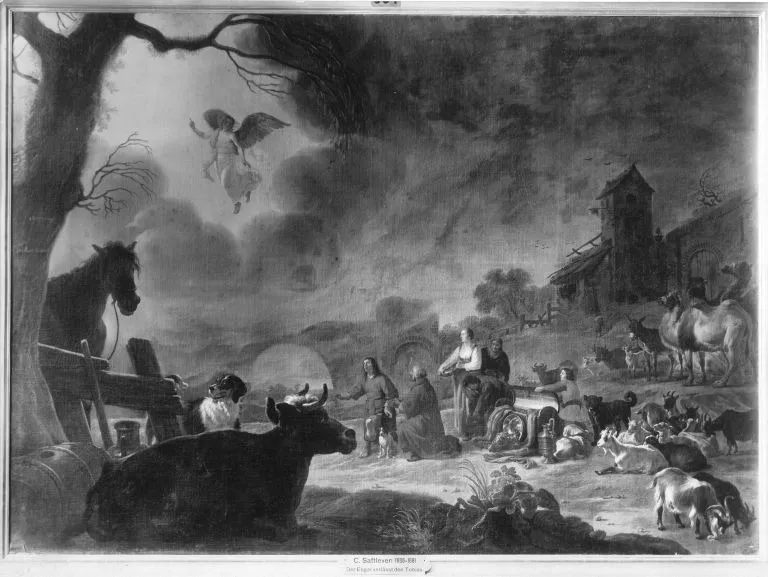 Der Engel verlässt die Familie des Tobias, by Cornelis Saftleven, unspecified, 1644