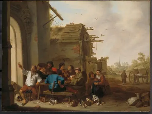 Figures before a Village Inn, by Cornelis Saftleven