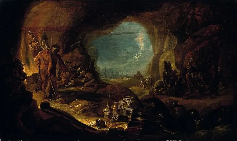 Rich man descending into hell, by Cornelis Saftleven