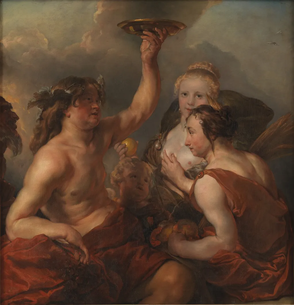 Bacchus, Ceres and Venus, by Cornelis Schut, oil, 1633