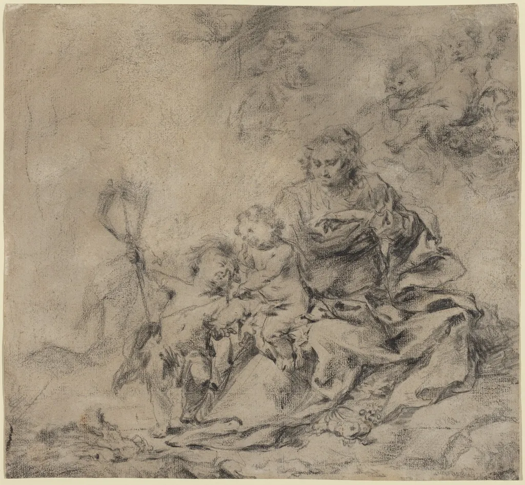 The Virgin and Child with John the Baptist, by Cornelis Schut I, chalk, 1626