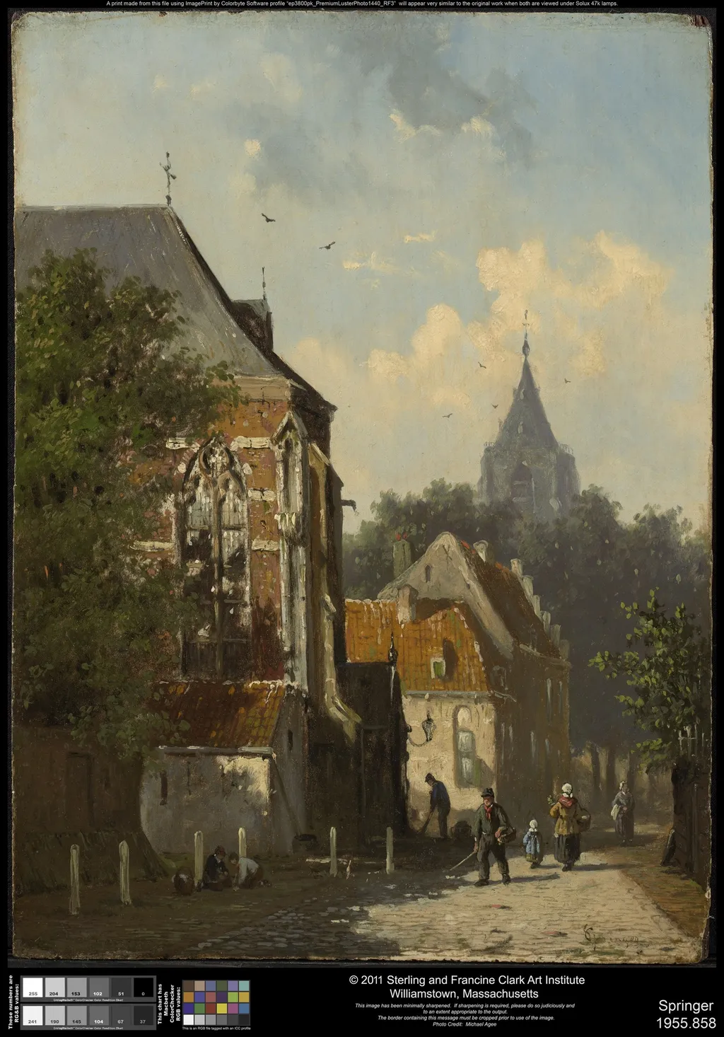 Dutch Street Scene, by Cornelis Springer, oil, 1852