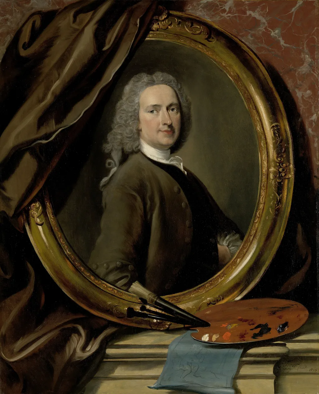 Self-portrait, by Cornelis Troost, oil, 1739