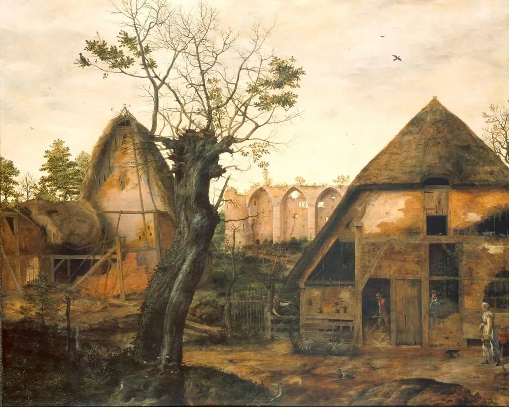 Landscape with Farm, by Cornelis van Dalem, oil, 1564