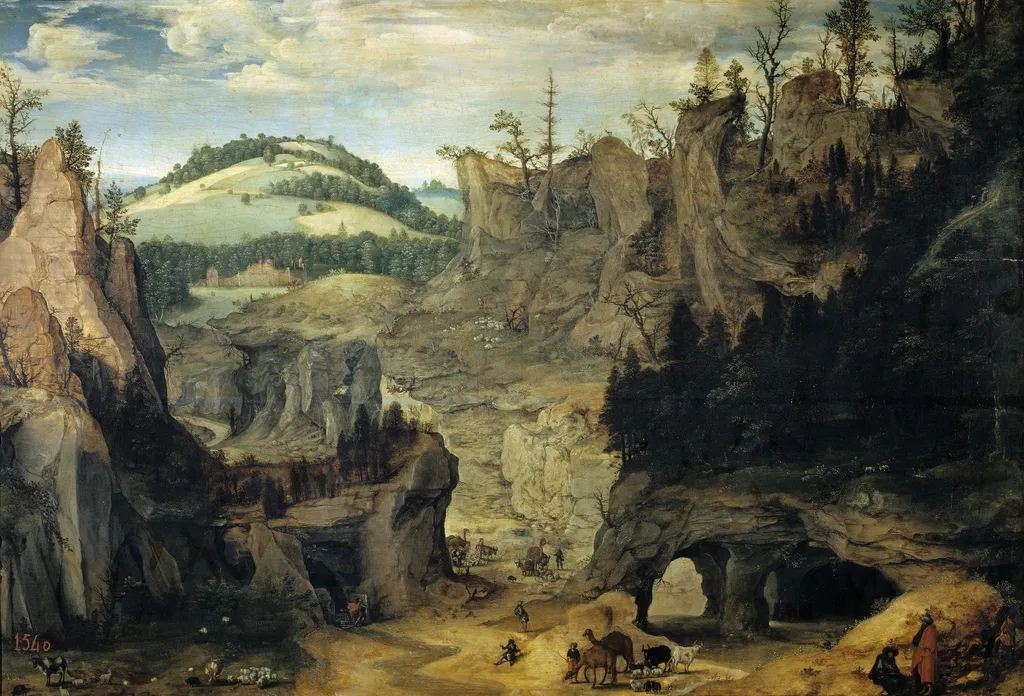 Landscape with Herdsmen, by Cornelis van Dalem, oil, 1560