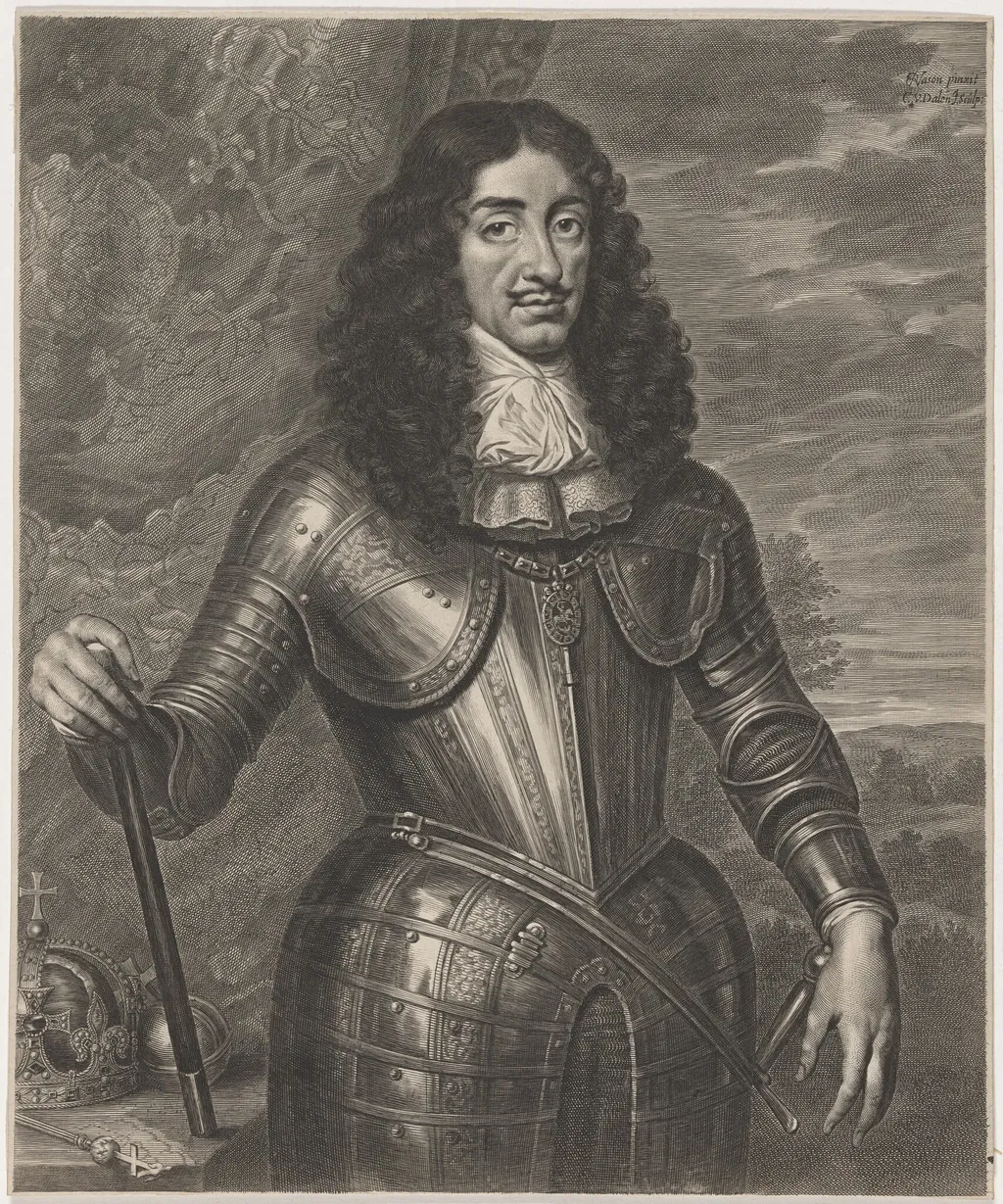 Charles II, by Cornelis van Dalen I, ink, 1634