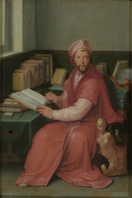 A Scholar in his Study, by Cornelis van Haarlem, oil, 1606