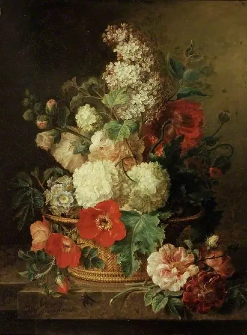 A basket of flowers, by Cornelis van Spaendonck