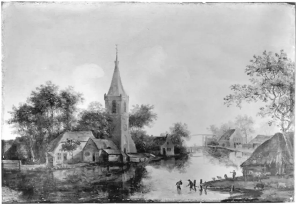 Flusslandschaft mit Kirche und Dorf, by Cornelis van Zwieten