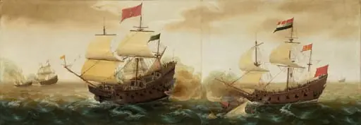 A Naval Encounter between Dutch and Spanish Warships, by Cornelis Verbeeck