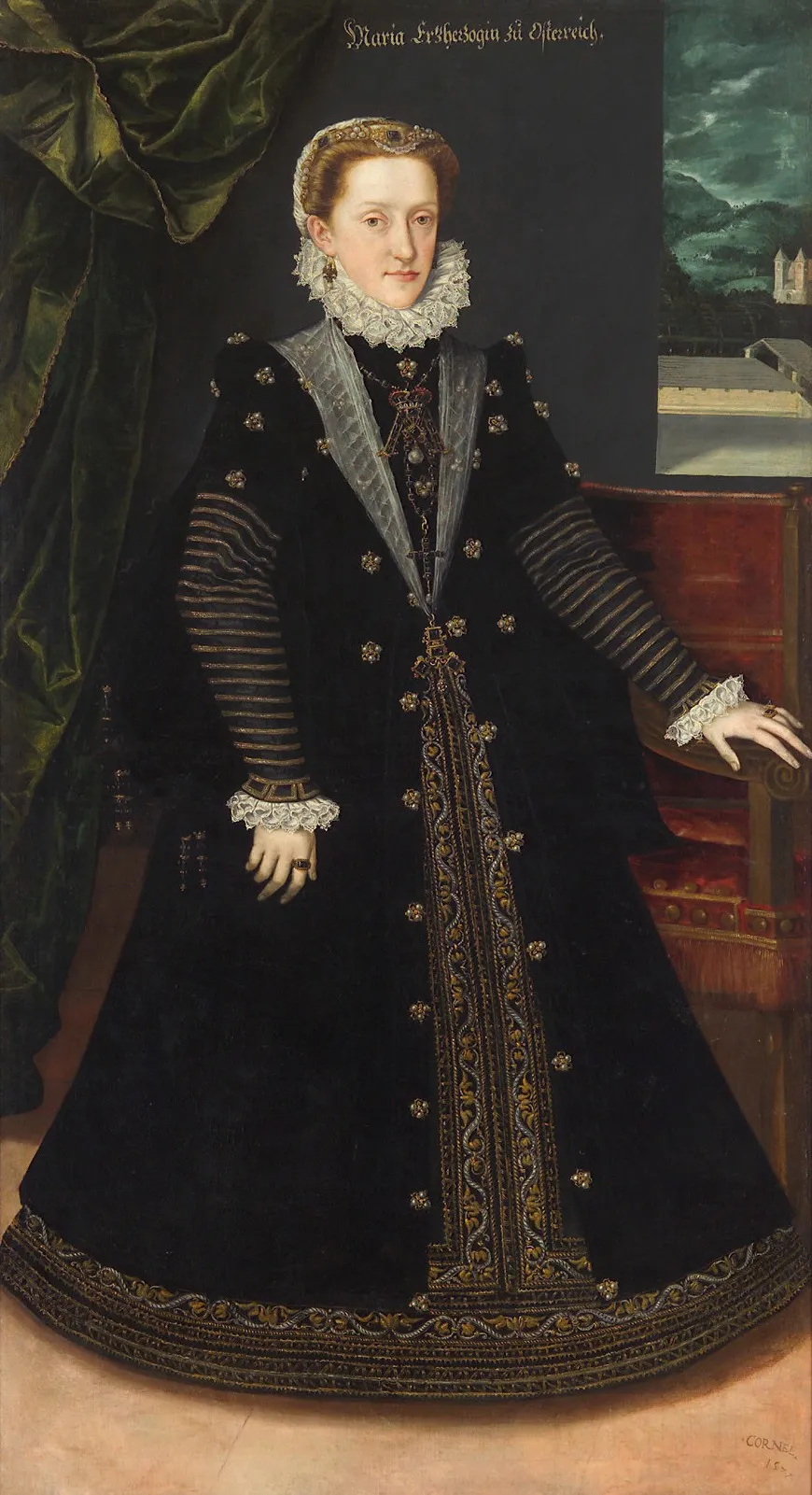 Portrait of Archduchess Mary Anna of Bavaria, by Cornelis Vermeyen, oil, 1589
