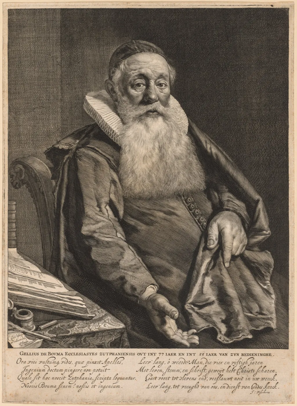Gellius de Bouma, Minister of the Gospel at Zutphen, by Cornelis Visscher, 1656