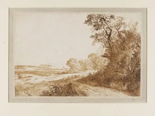 Road by woods and fields, by Cornelis Vroom