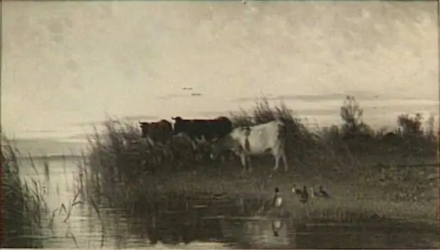 Koeien aan een plas, by Cornelis Westerbeek