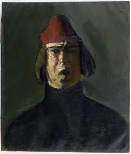 Autoportret cu fes roșu, by Corneliu Baba