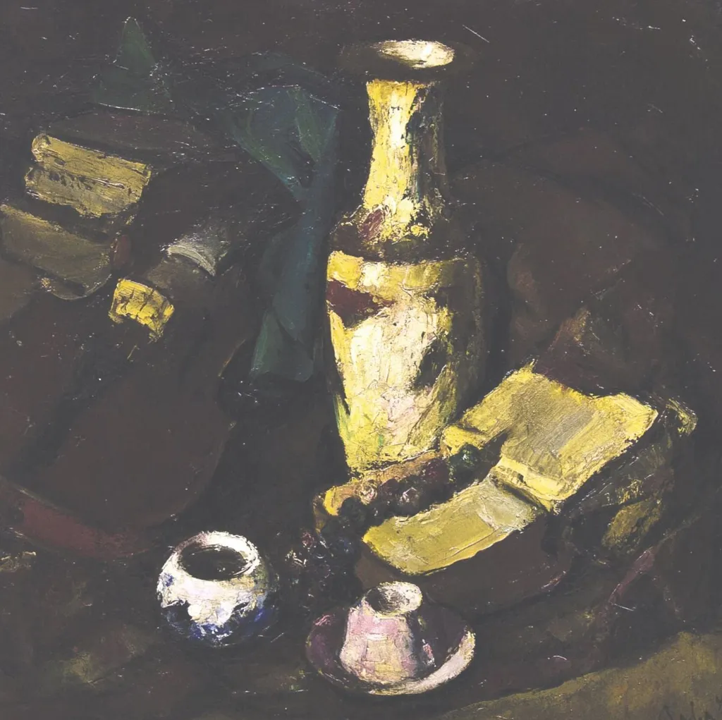 Natură statică cu vioară, by Corneliu Baba, unspecified, 1946