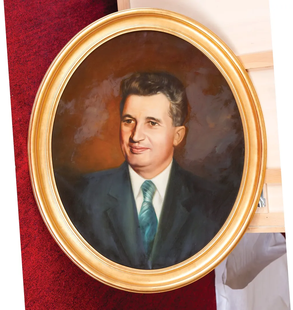 Tablou, ulei pe pânză, portret Nicolae Ceaușescu, atribuit Corneliu Brudașcu. Oferit de Uniunea Artiștilor Plastici (1979)., by Corneliu Brudașcu