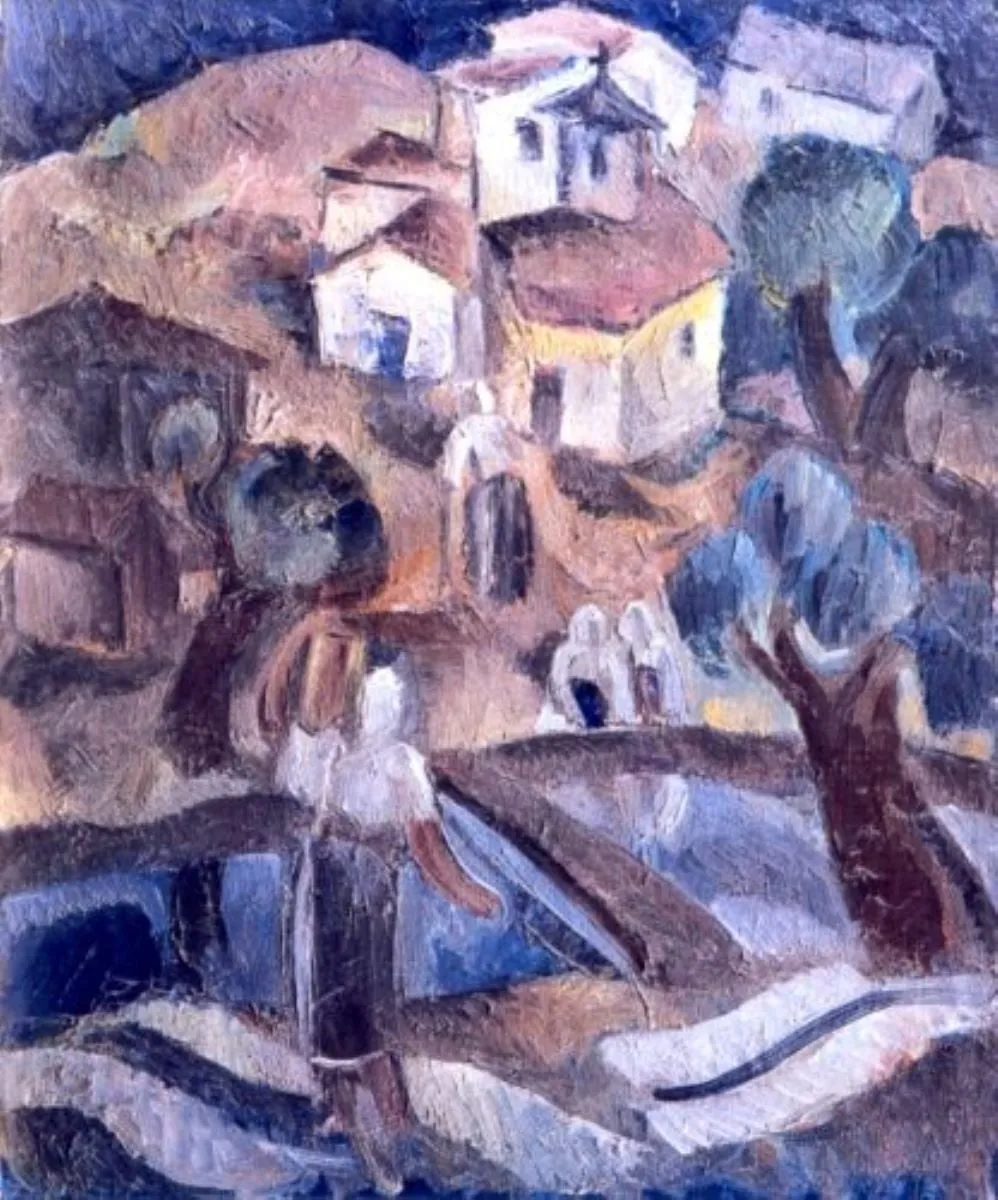 Peisaj cu biserică, by Corneliu Michăilescu, unspecified, 1936