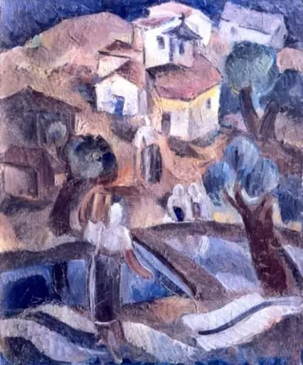 Peisaj cu biserică, by Corneliu Michăilescu