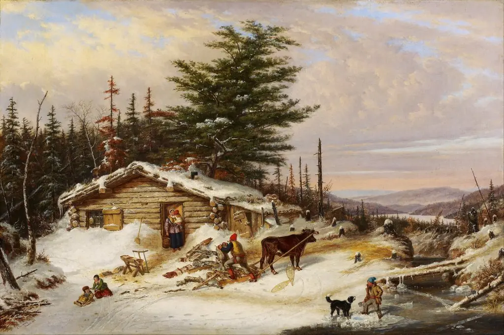 Settler's Log House, by Cornelius Krieghoff