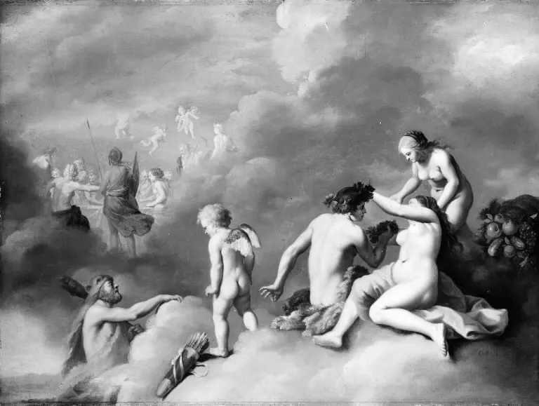 A Gathering of Gods, by Cornelius van Poelenburgh, oil, 1638