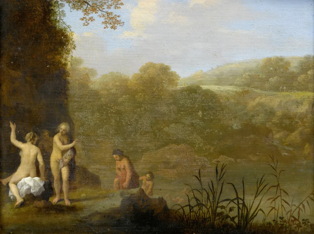 Bathing girls, by Cornelius van Poelenburgh, oil, 1646