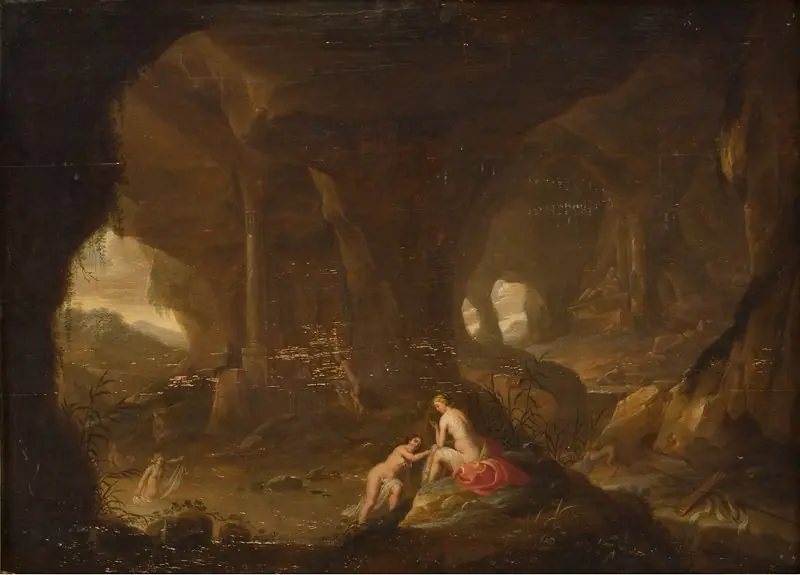 Bathing Nymphs in a Landscape, by Cornelius van Poelenburgh