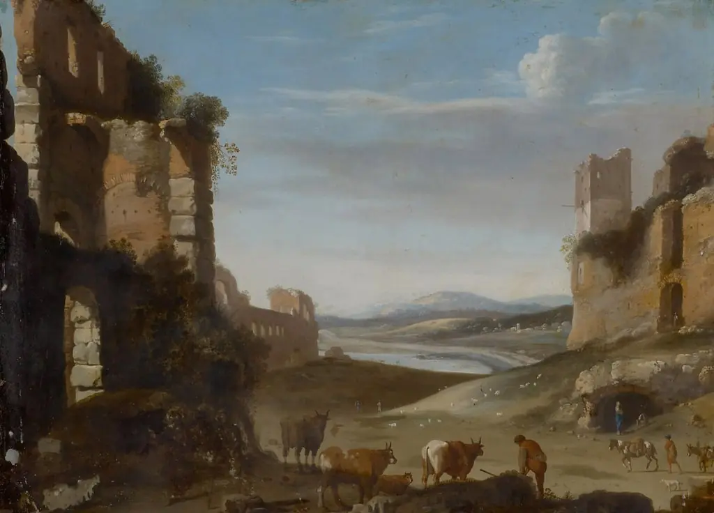 Capriccio Roman landscape with ruins