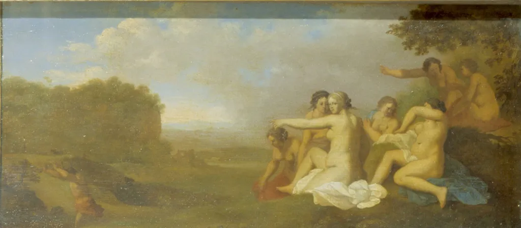 Diana and Actaeon, by Cornelius van Poelenburgh, oil, 1650