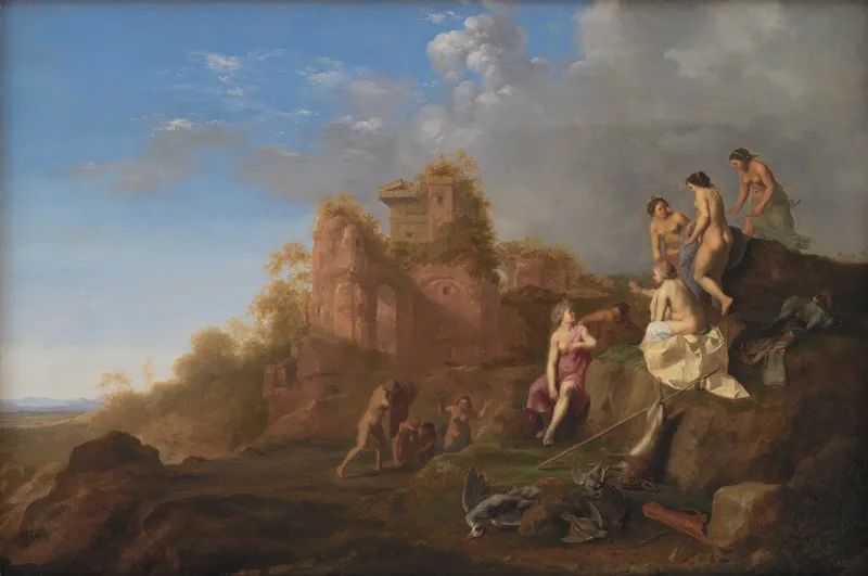 Diana and her Nymphs, by Cornelius van Poelenburgh, oil, 1659